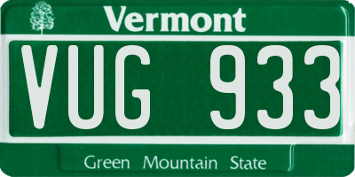 VT license plate VUG933