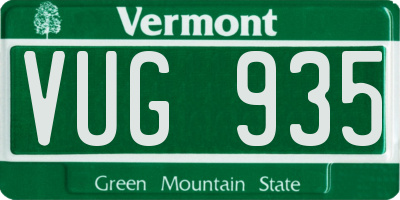 VT license plate VUG935