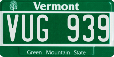 VT license plate VUG939