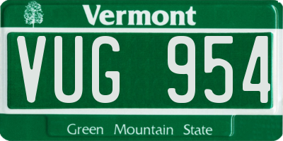 VT license plate VUG954
