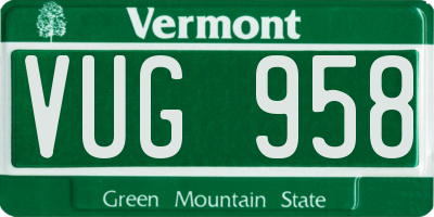 VT license plate VUG958
