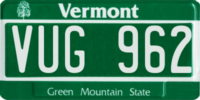 VT license plate VUG962