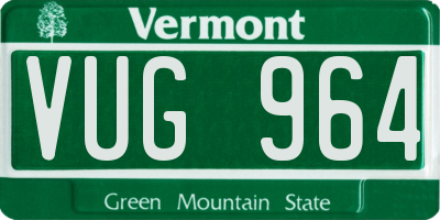 VT license plate VUG964
