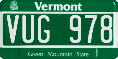 VT license plate VUG978