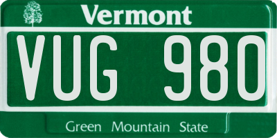 VT license plate VUG980