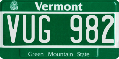 VT license plate VUG982
