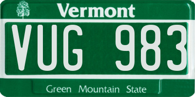 VT license plate VUG983