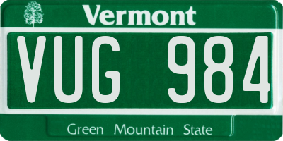 VT license plate VUG984