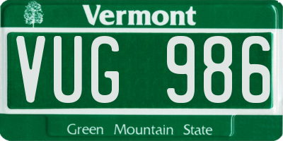 VT license plate VUG986