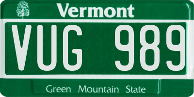 VT license plate VUG989