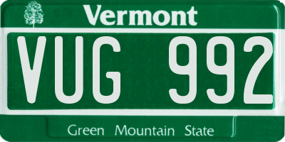 VT license plate VUG992
