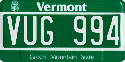 VT license plate VUG994