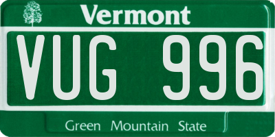 VT license plate VUG996