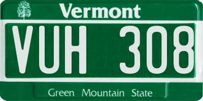 VT license plate VUH308