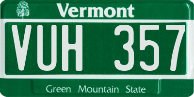 VT license plate VUH357