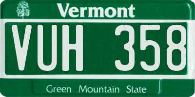 VT license plate VUH358