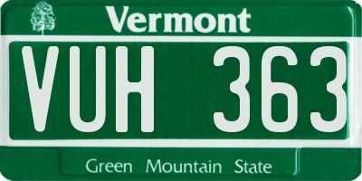 VT license plate VUH363