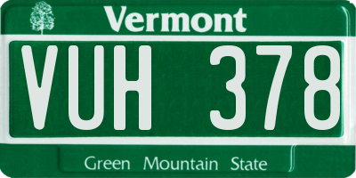 VT license plate VUH378