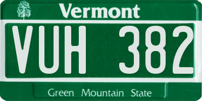 VT license plate VUH382