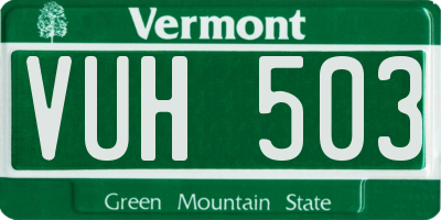 VT license plate VUH503