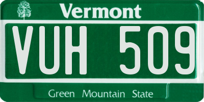 VT license plate VUH509