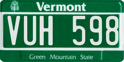 VT license plate VUH598