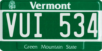 VT license plate VUI534