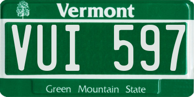 VT license plate VUI597