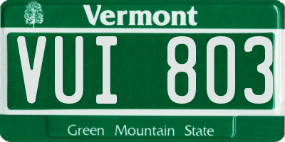 VT license plate VUI803