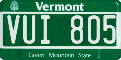 VT license plate VUI805