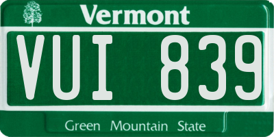 VT license plate VUI839