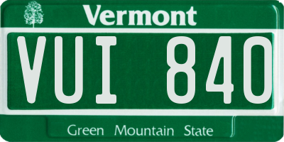 VT license plate VUI840