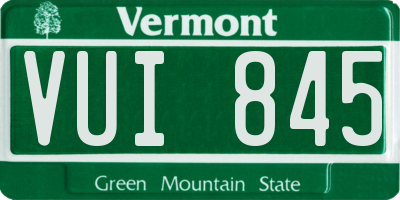 VT license plate VUI845