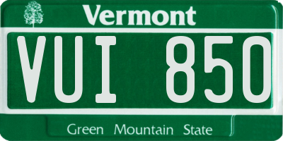 VT license plate VUI850