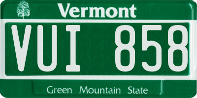 VT license plate VUI858