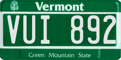 VT license plate VUI892