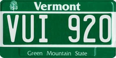 VT license plate VUI920