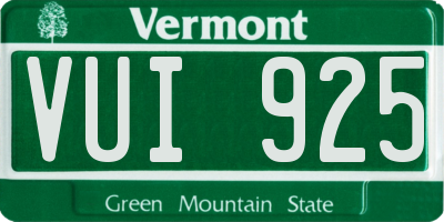 VT license plate VUI925
