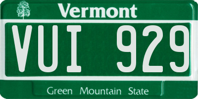 VT license plate VUI929