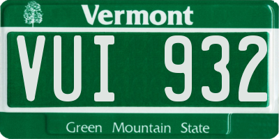 VT license plate VUI932