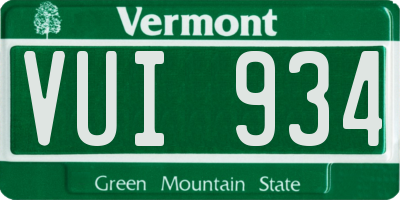 VT license plate VUI934