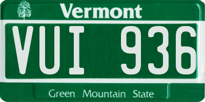 VT license plate VUI936