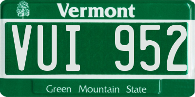VT license plate VUI952