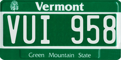 VT license plate VUI958