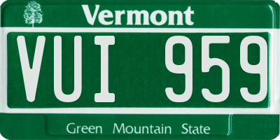 VT license plate VUI959