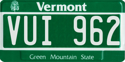 VT license plate VUI962