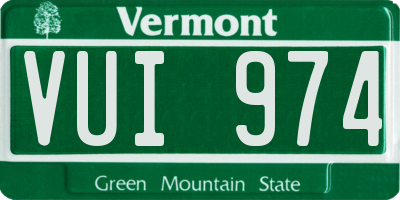 VT license plate VUI974