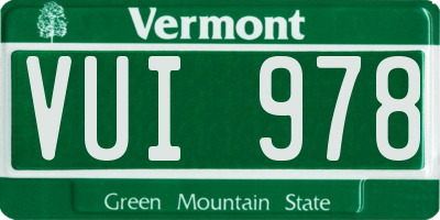 VT license plate VUI978