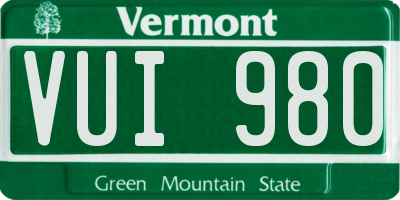 VT license plate VUI980
