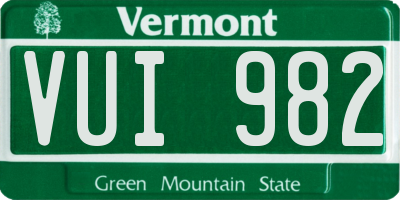 VT license plate VUI982